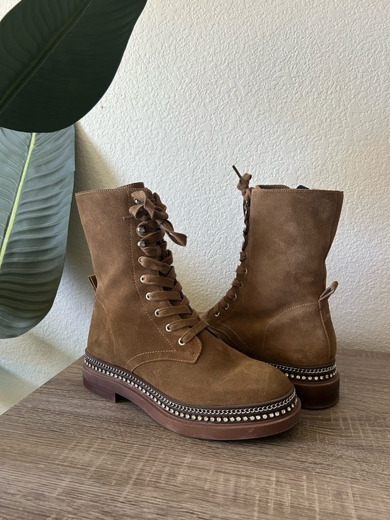 Vince Camuto Shoes - Vince Camuto Branda Studded Suede Lace Up Moto Combat Booties